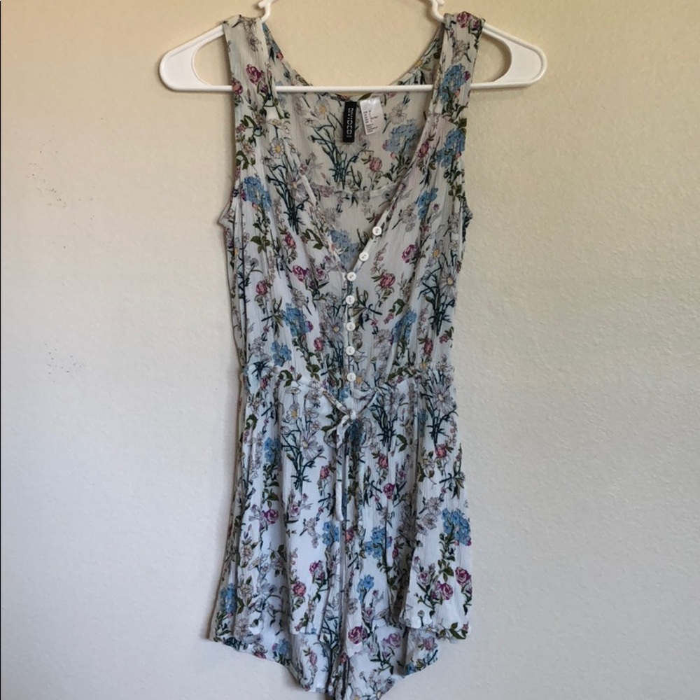 White, short floral romper